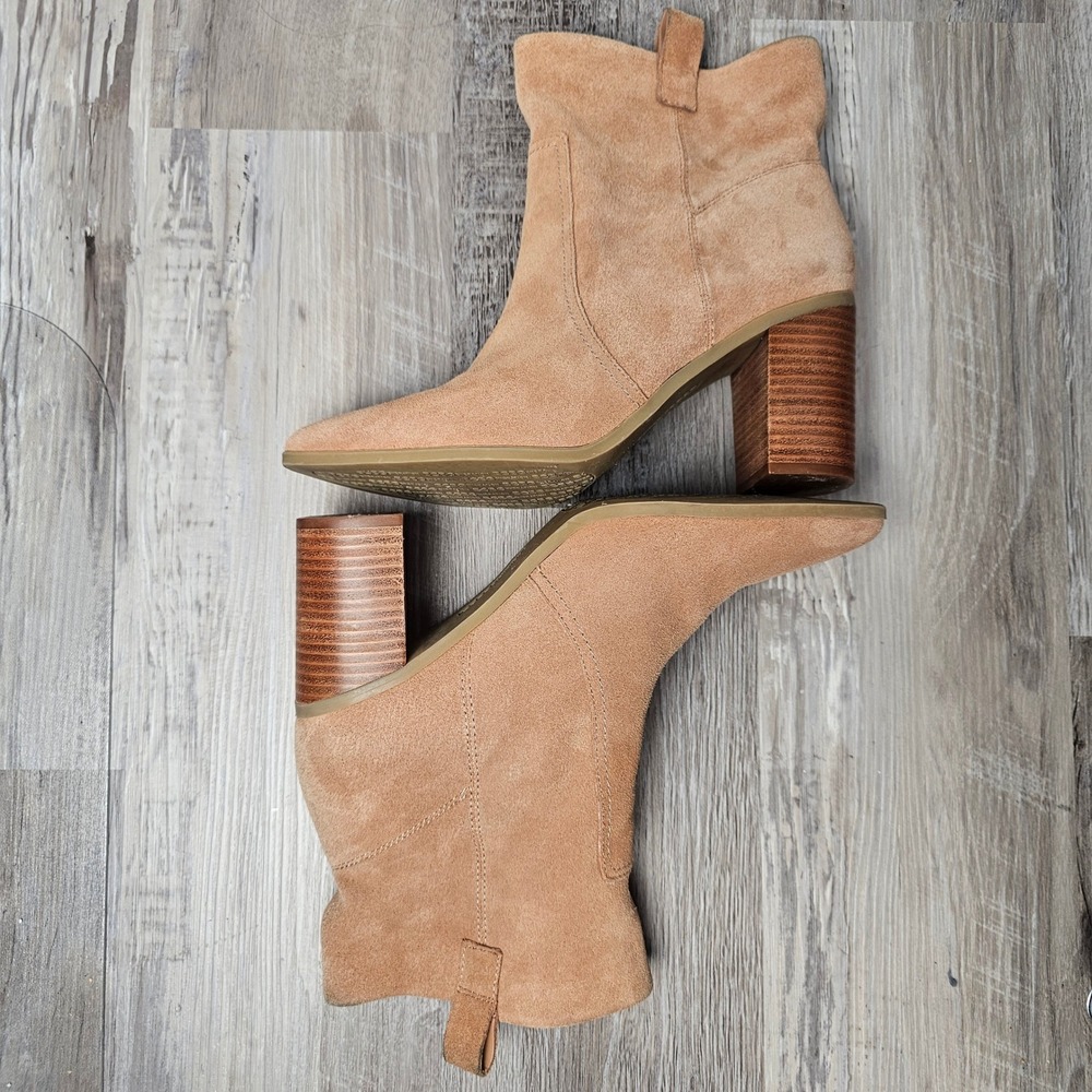 BCBGeneration Jayda Womens 9.5 Suede Ankle Boots Tan Western Boho Chic